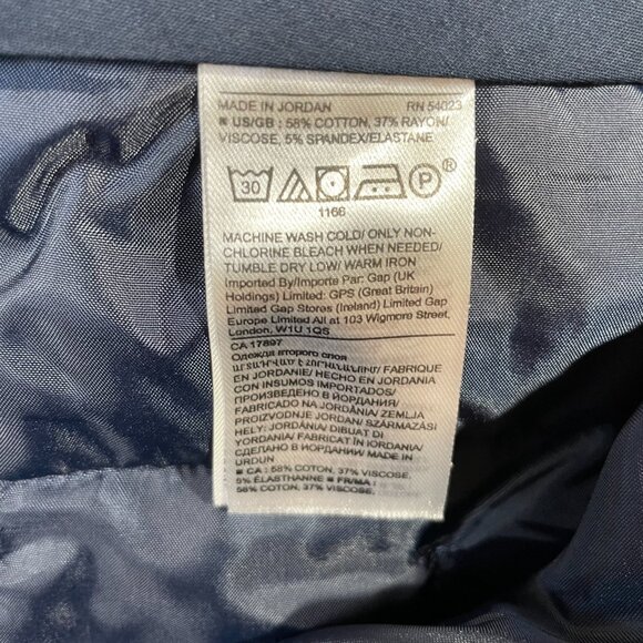 Banana Republic Logan Trousers Size 10L Navy Blue Cotton Blend Stretch - Picture 15 of 16